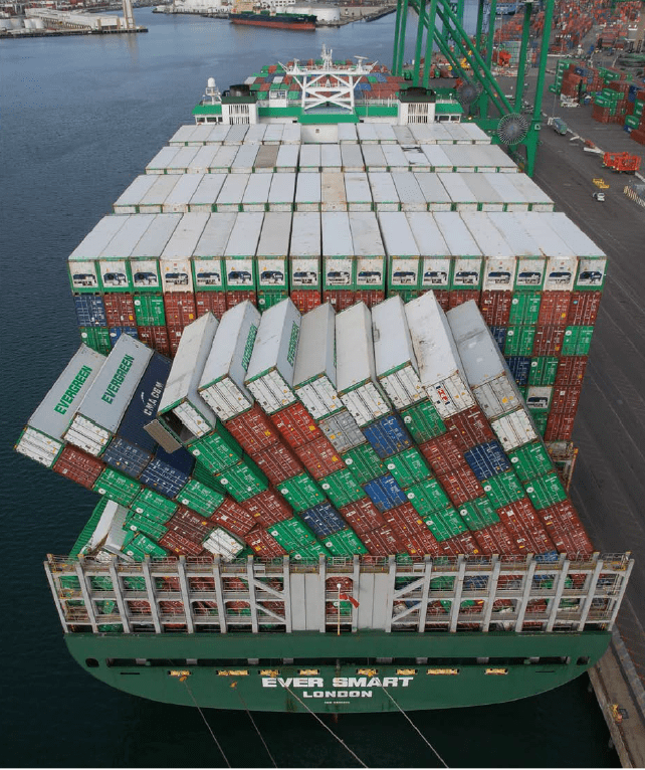 Independent Container Stack Collapse, M.V Ever Smart :Image : MAIB Report